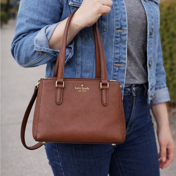 Kate Spade Brown Pebbled Leather Satchel Crossbody Tote - Picture 1 of 5
